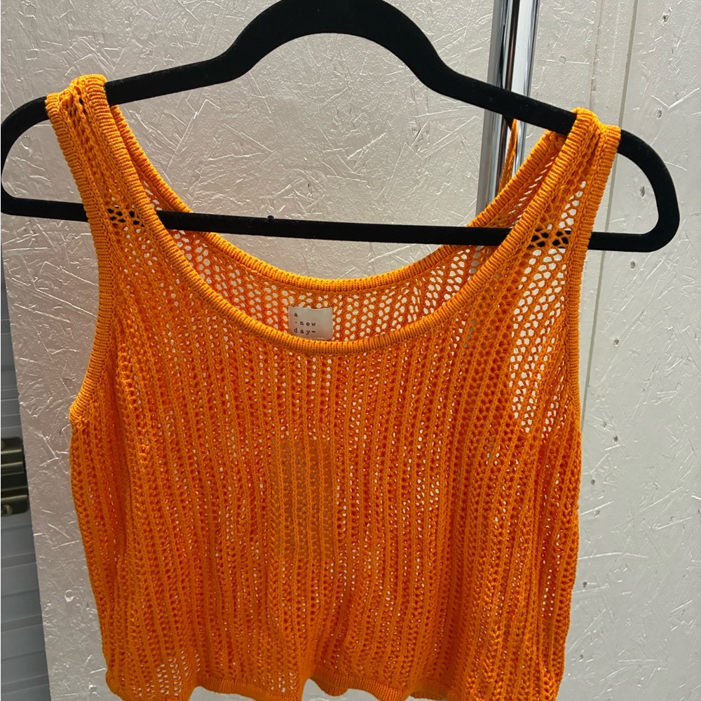 a new day Vibrant Orange Knit Tank Top